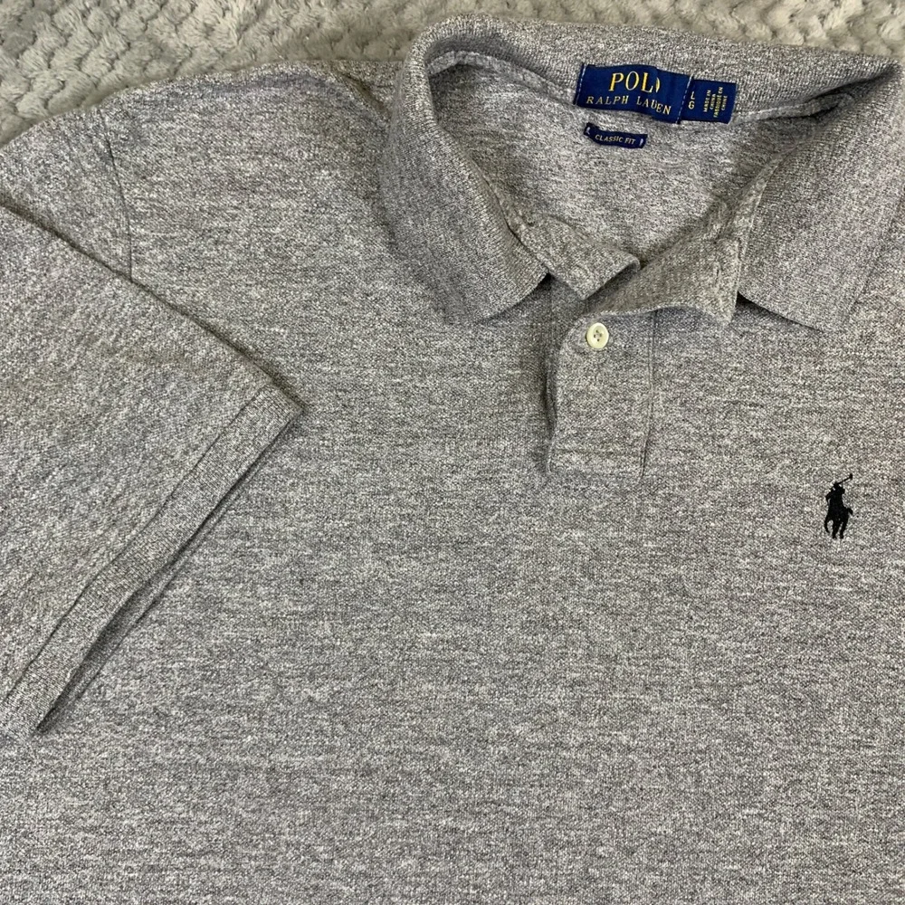 Polo Ralph Lauren Mens Classic Fit Grey Heather Short Sleeve Polo Shirt Large
